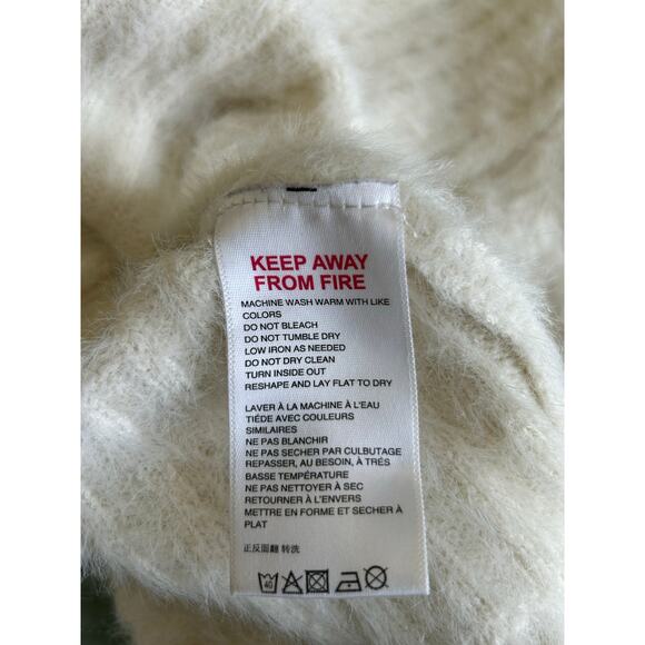 Urban Outfitter Cropped Fuzzy Cream Sweater, Size Large - Picture 6 of 8